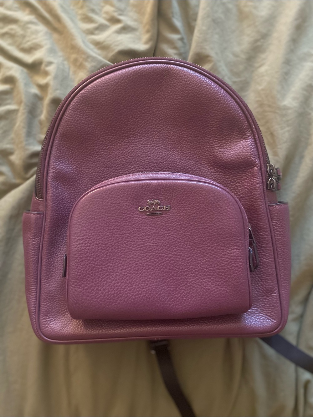 Coach Pebbled Leather Mini Backpack in Mauve